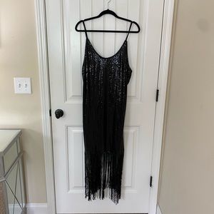 Black sequin dress with tassels